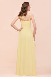 Affordable Daffodil Chiffon Sleeveless Long Bridesmaid Dress with Ruffle-27dress